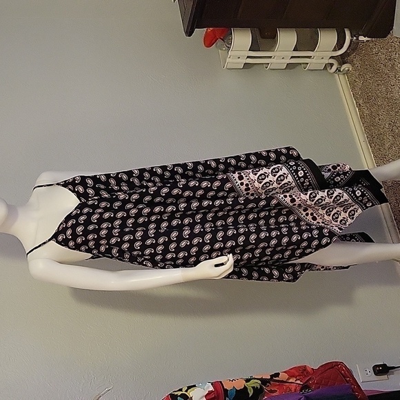 MAGIC 1990s Paisley Assymetric Handkerchief Sharkbite Spaghetti Strap Slip Dress - Picture 2 of 11